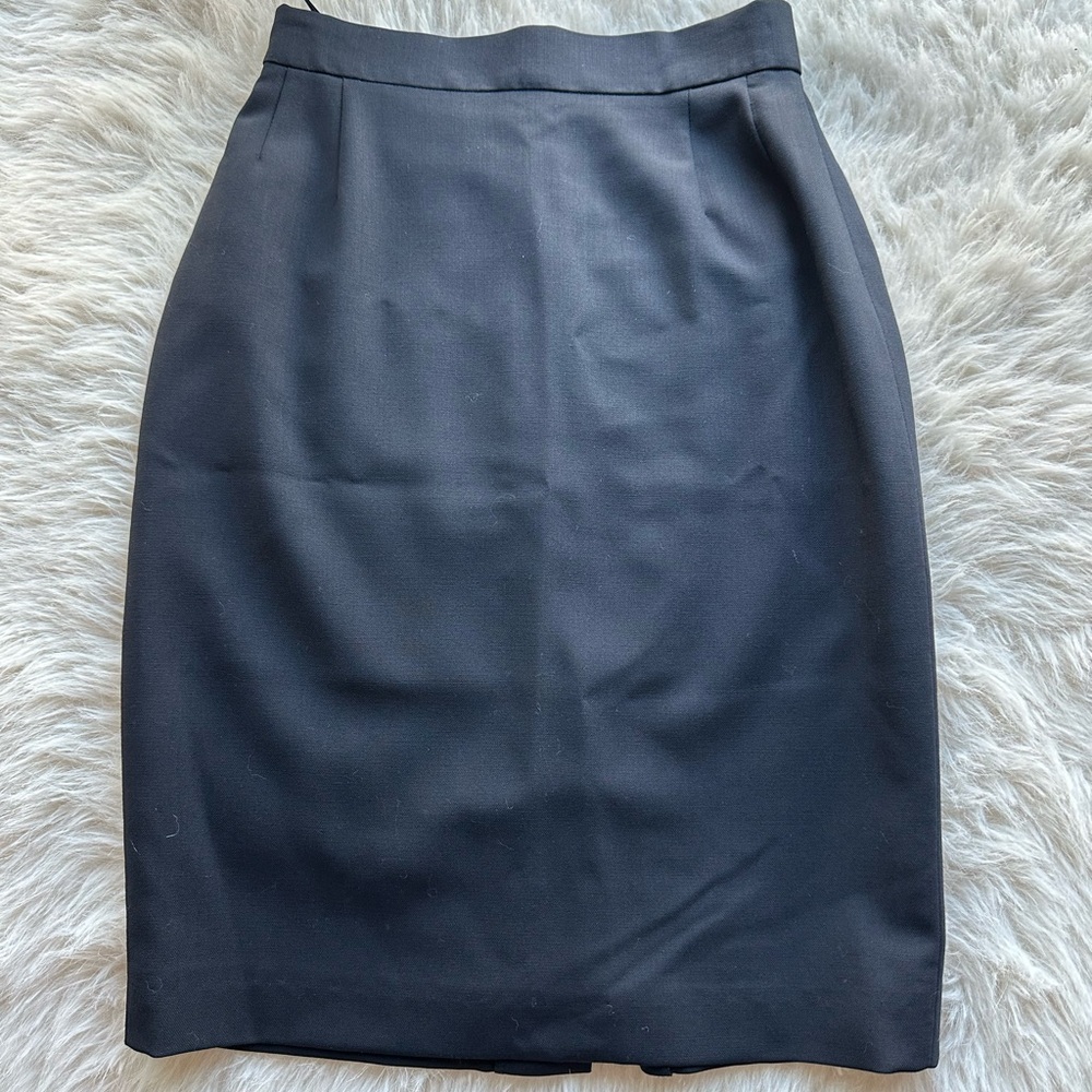 Escada Classic Black Pencil Skirt by Margaretha Ley made in Germany light wool